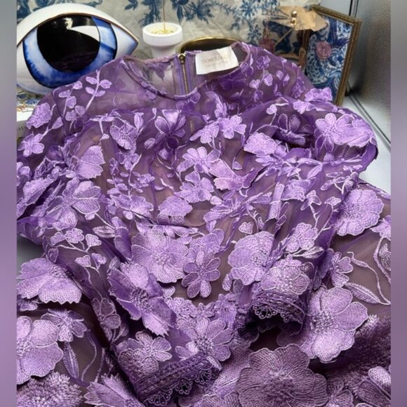 🆕 BRONX & BANCO 🧿 NWOT Bouquet Maraya Long Sleeve Mini Dress, Lilac Sz S US 4 - Picture 13 of 16